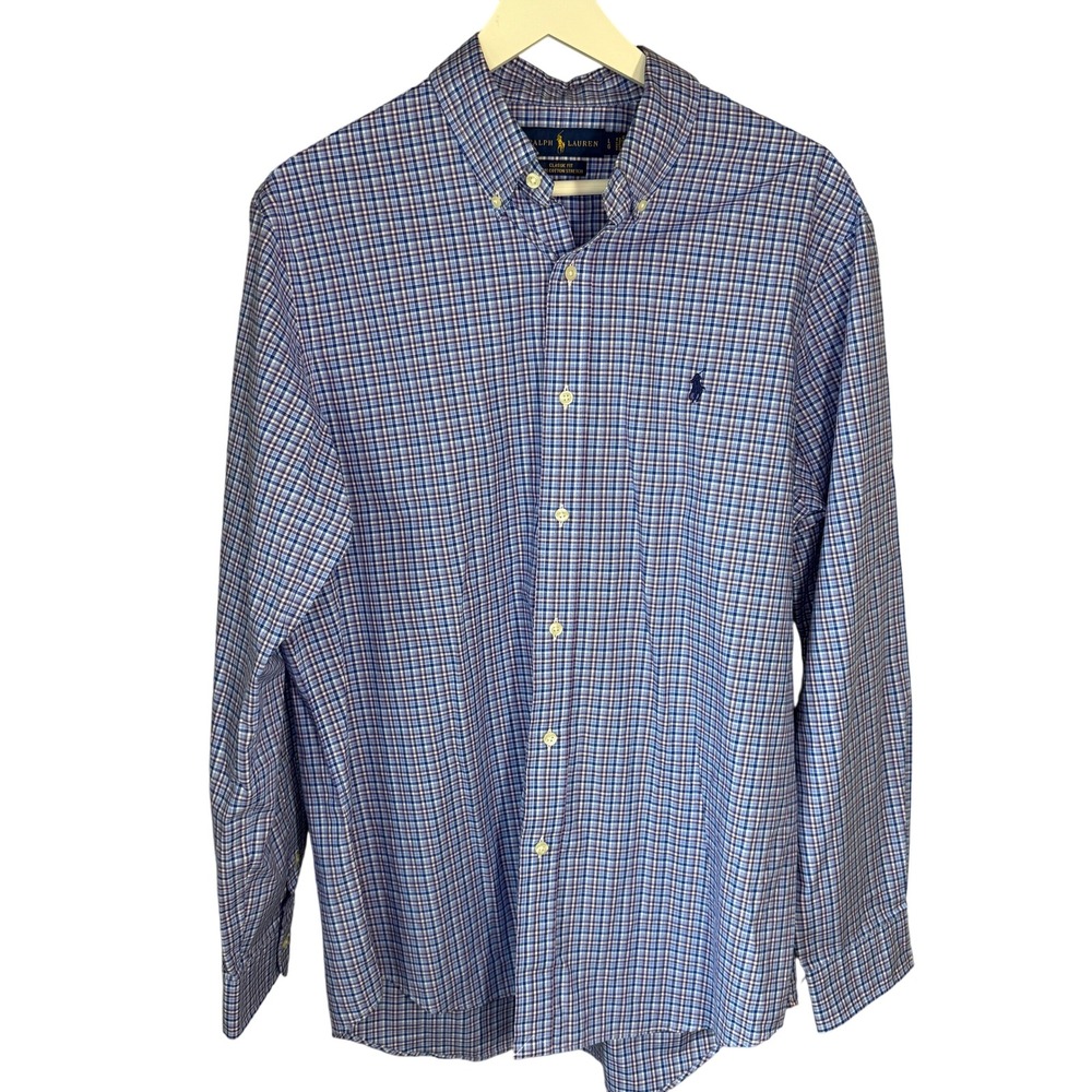Ralph Lauren Mens Classic Fit Button Down Long Sleeve Plaid‎ Shirt L